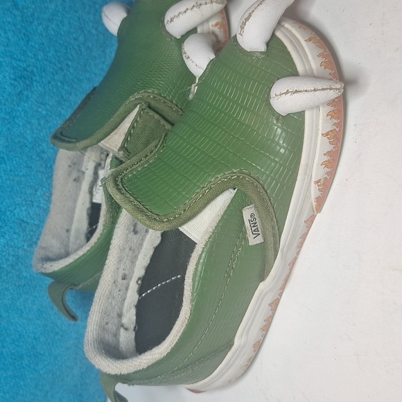 Toddler Vans Off The Wall Green Dragon Claw Reptile Slip-on with Velcro Size 7 - Picture 2 of 13